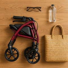 Vitopa Rollator Walker w/ Seat 350lb 8in Wheel Foldable