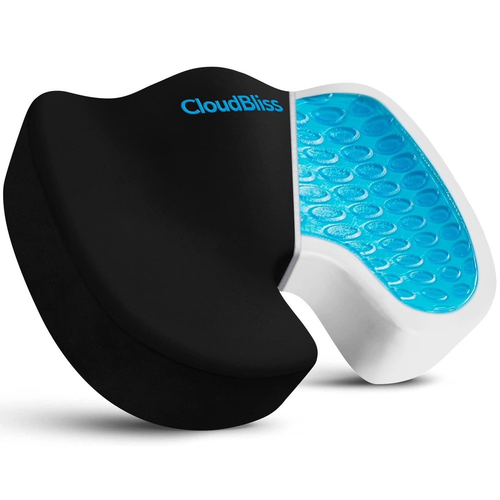 CloudBliss Gel Seat Cushion – Cooling Enhanced Memory Foam Large, Black