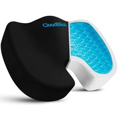 CloudBliss Gel Seat Cushion – Cooling Enhanced Memory Foam Large, Black