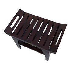 Tranquility 24 Inch Waterproof Teak Wood Shower Bench Stool 24″ Length Brown