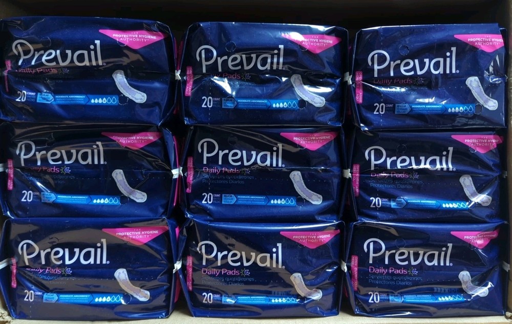 Prevail Daily Pads Moderate Absorbency 20 Pack (Lot Of 9) 180 Total Daily Pads