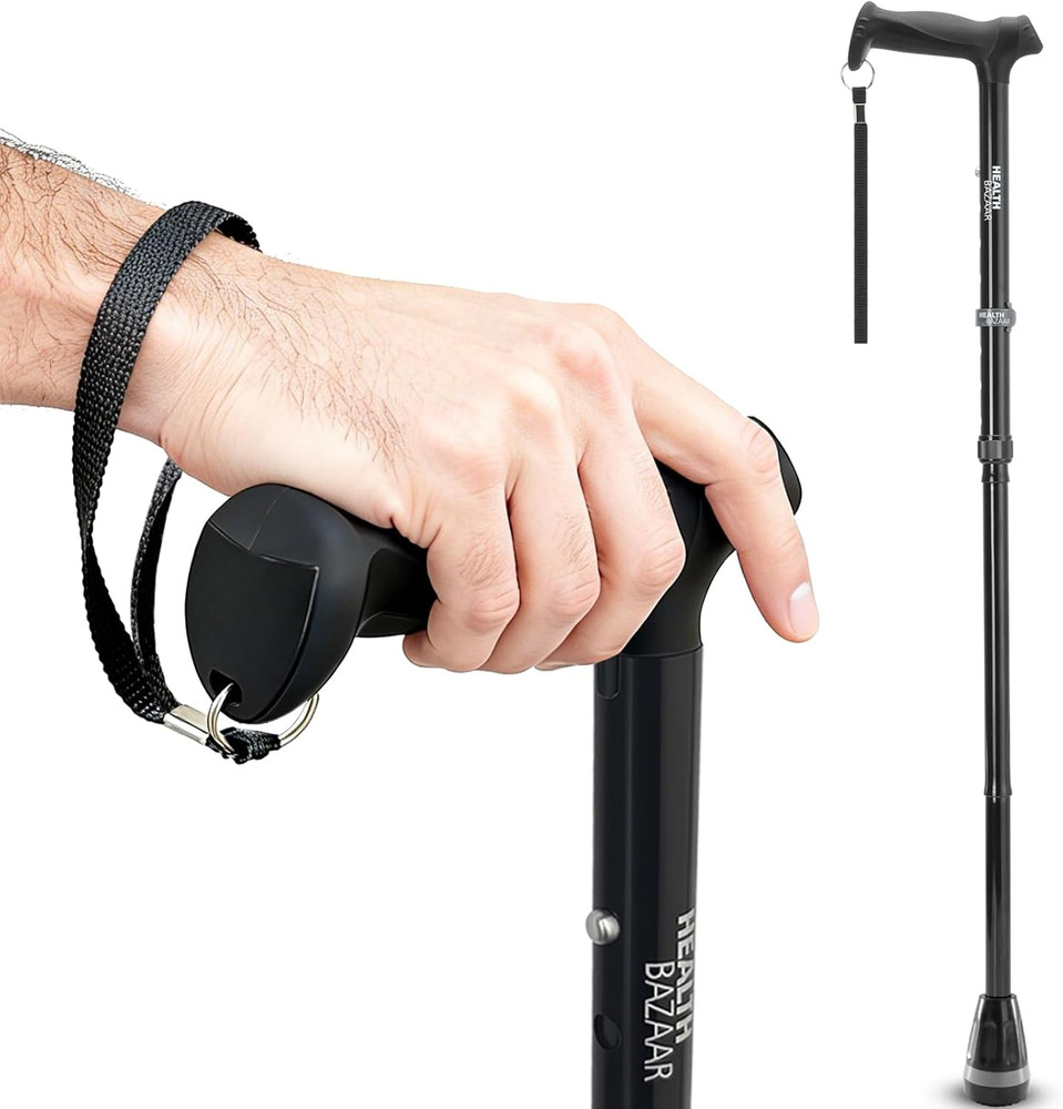 All Terrain Walking Cane for Men Women Lightweight Collapsible Adjustable Shock