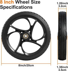 BlessReach 2PCS 8 Inch Walker Wheel, 5/16″ (8 mm) Bearing Solid Replacement W…
