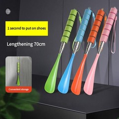 Stretchable Metal Shoehorn 30‑71cm Long Handle Elderly Pregnant Aid Tool