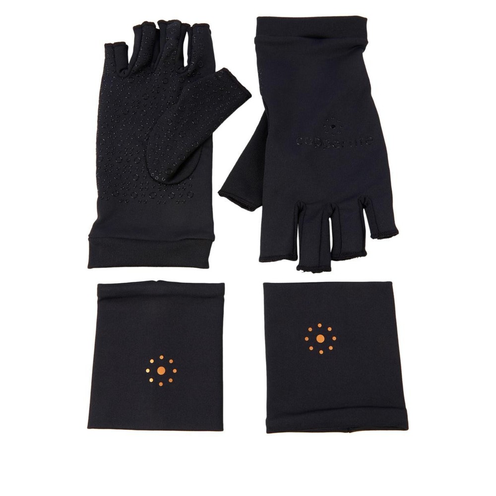 Tommie Copper Infrared Compression Fingerless Gloves and Wrists – Black/Small
