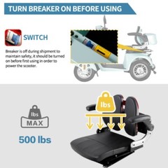 Four wheels 800W 60V 20AH Travel Mobility Scooter battery Motor for Adult Senior