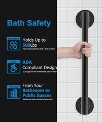 Shower Grab Bar Set, ADA Compliance Stainless Steel Handicap Grab Matte Black