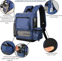 Navy Blue O2TOTES Backpack for Inogen G5/Rove 6 – Water Resistant & Functional