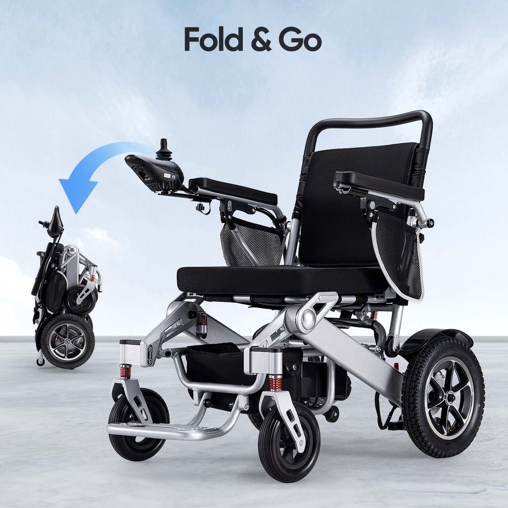 Electric Wheelchair Power Wheel chair Lightweight Mobility Aid Folding Foldable