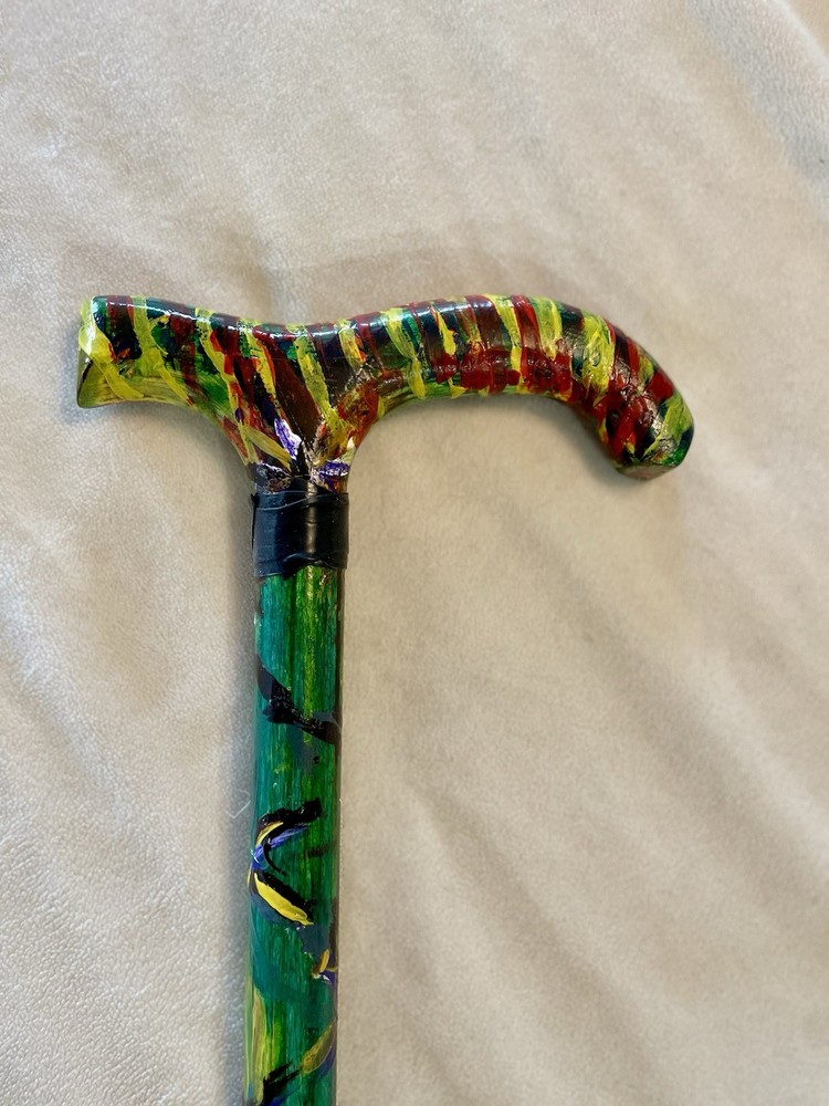 Custom Walking Cane for Men Hand-Painted By Disabled Veteran