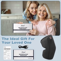 Black Heated Knee Brace Cordless Heating Pad 3000mAh Battery Wrap 1 PCS