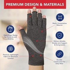 Doctor Developed Compression Gloves for Women and Men, Open-Finger Arthritis …