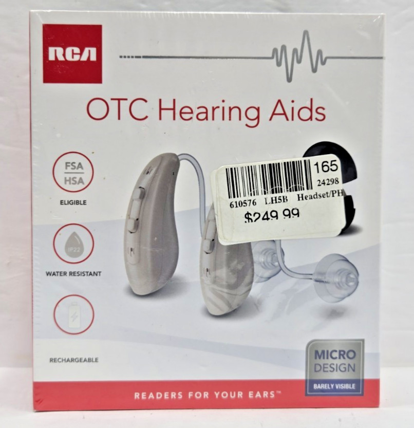 RCA OTC Behind-The-Ear Hearing Aids With Charging Case Beige BRAND NEW! RSH062BG