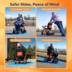 18 Miles Rang Foldable Electric Wheelchair Intelligent All Terrain Rollator 400W