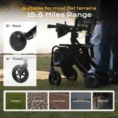 4in1 Rollator Walker Electric Wheelchair Combo Foldable Lightweight for Elderly