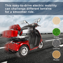 800W 60V20Ah 3-Wheel Travel Electric Mobility Scooter 3-Speed for Seniors 350LBS
