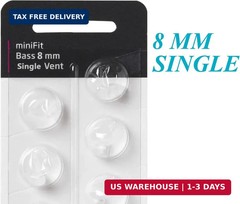 Hearing Aid Domes for Oticon MiniFit Single Vent Bass Domes: 2 Packs (8mm)