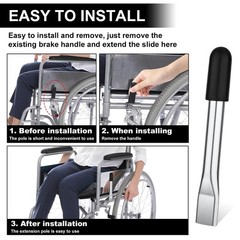 2pcs Wheelchair Brake Handle Extender, 6.7 Inch M, 黑色