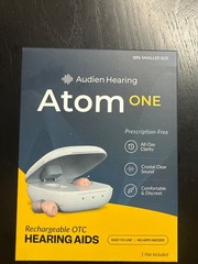 Audien Hearing Atom One OTC Hearing Aids Wireless, Rechargeable, Beige (SEALED)