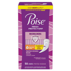 4 Pack Poise Microliners Incontinence Panty Liners, 1 Drop Lightest, Long, 50ct