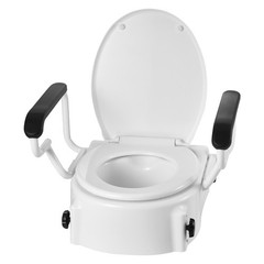 Uimoso Adjustable Raised Toilet Seat with Arms for Seniors, Supports 300 lbs