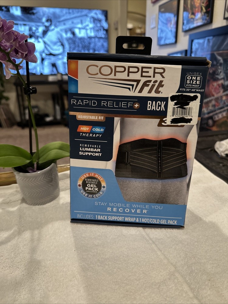 Copper Fit CFRRBK1SZ-001-OS Back Support Brace – Black MINT