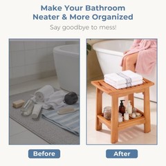 Teak Shower Bench Adjustable Non-Slip Bathroom Spa Stool for Tub Outdoor Use