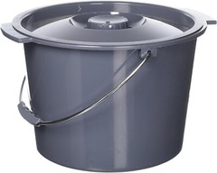 Universal Fit Commode Bucket – 2 Gallon Capacity with Lid and Handle, Dark Gray