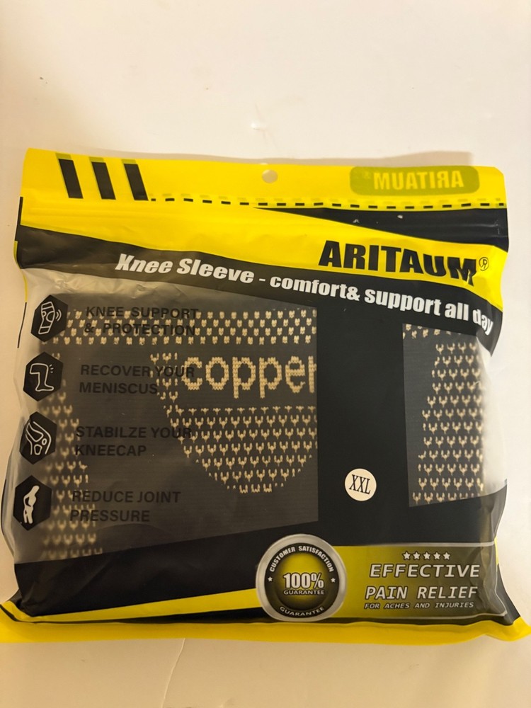 ARITAUM Copper Knee Sleeve XXL Compression Brace Support Meniscus Arthritis Pain