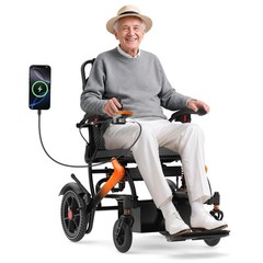 36lbs Lightweight Foldable Electric Wheelchair Adults Seniors 500W 15Mile Orange