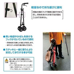 Fujihome Handrail Stick Cane II with Wheel Brake Walking Aid for Seniors Black