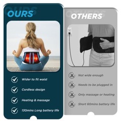 Infrared Heated Vibration Massage for Lower Back Pain Relief Lumbar Support Belt