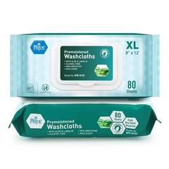 MED PRIDE Disposable XL Premoistened Washcloths 8” X 12” Pack of 80 – Adult Clot