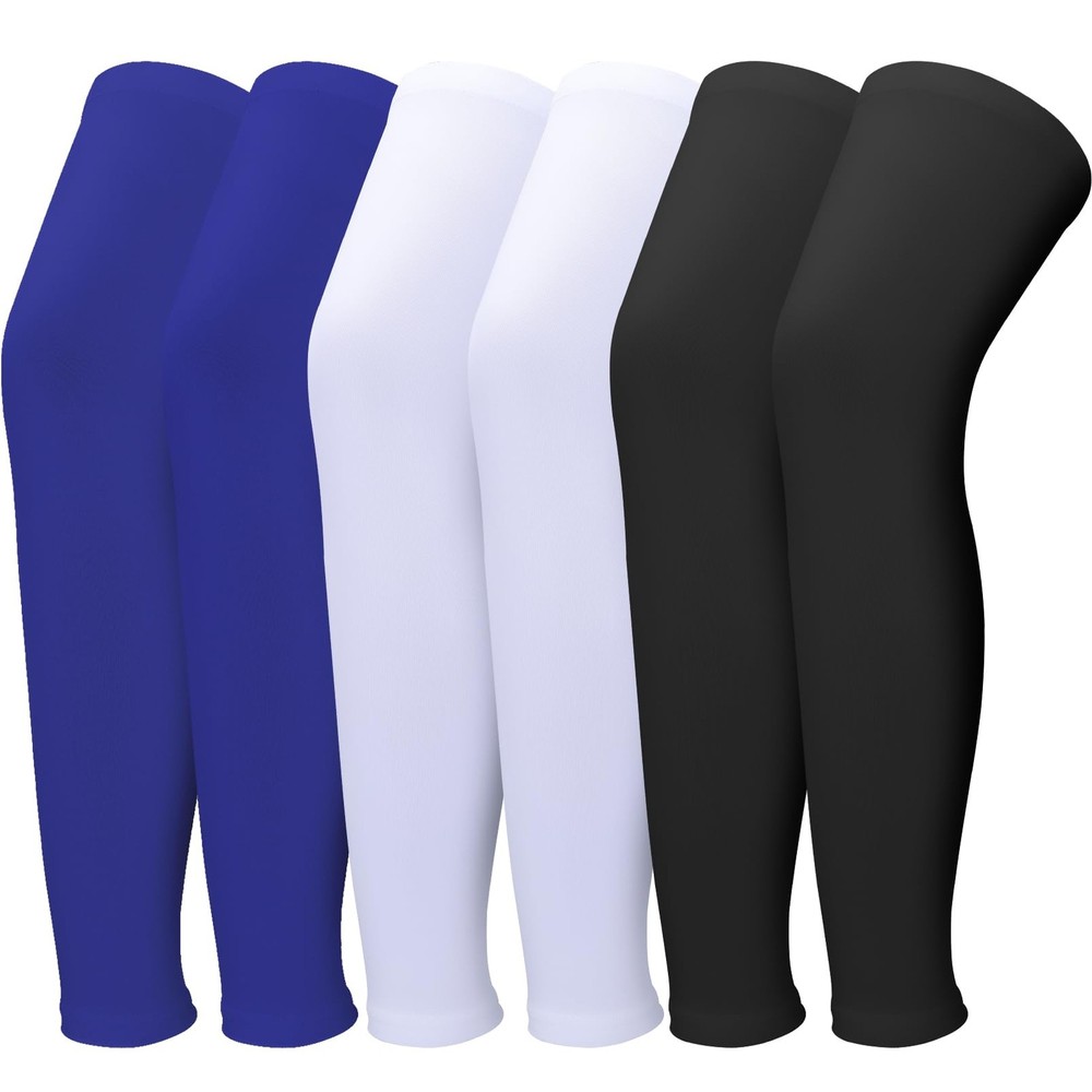3 Pairs Compression Leg Sleeves, Full Length Leg Sleeves with Anti Slip Silic…