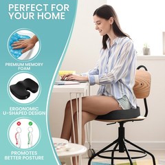 Gel Enhanced Memory Foam Seat Cushion Pillow Office Desk Chair Wheelchair, Black