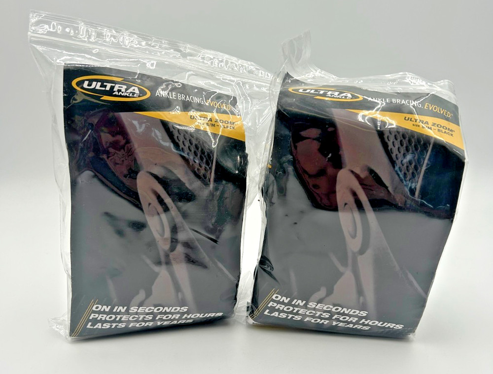 Lot of 2 Ultra Zoom Ankle Brace, Fits Either Ankle, S/M Black