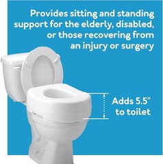 Toilet Seat Riser, Adds 5 Inches of Height, Elevated and Raised Toilet Seat w…