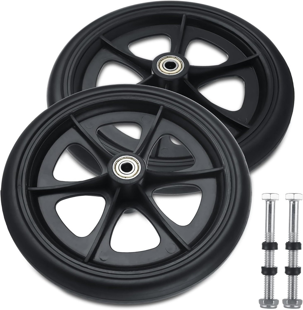 2 Pcs Walker Wheels Replacement 8 Inch Solid Wheelchair Front Wheels, Anti-Slip
