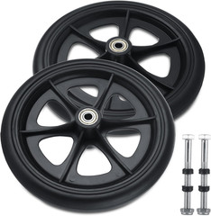 2 Pcs Walker Wheels Replacement 8 Inch Solid Wheelchair Front Wheels, Anti-Slip
