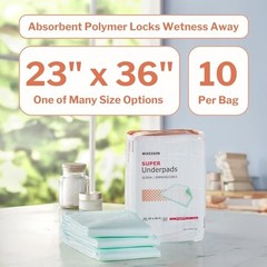 McKesson Super Underpads, Moderate Absorbency, 23 x 36 in, 150 ct