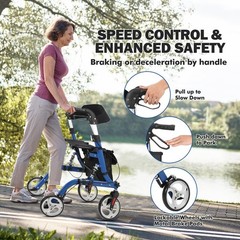 All Terrain Walkers Rollator Walker Upright Walker with Seat Foldable for Senior