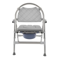 150kg/330.69 lbs Foldable Toilet Chair w/ Padded Seat Plate and Toilet Bucket