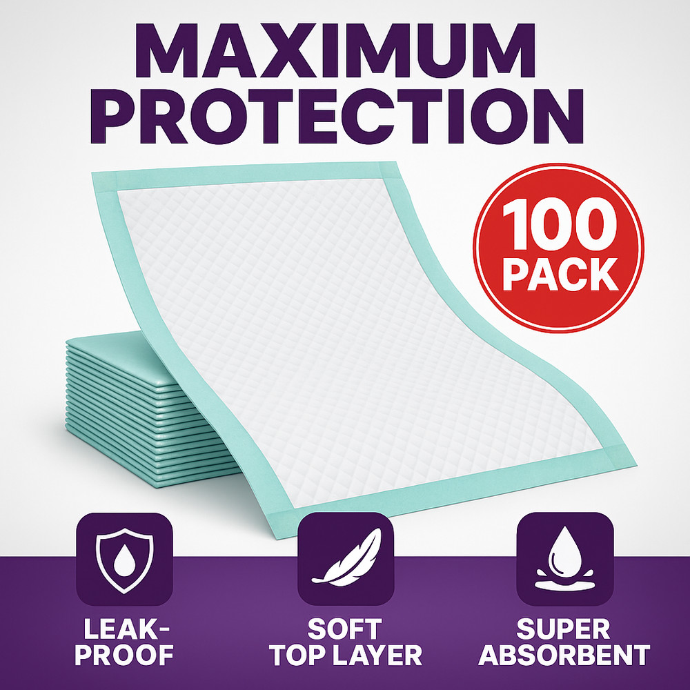 Disposable Bed Pads 17×24 100 Count Super Absorbent Waterproof Underpads Chux