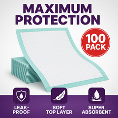 Disposable Bed Pads 17×24 100 Count Super Absorbent Waterproof Underpads Chux