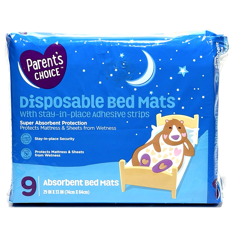 Parents Choice Disposable Bed Mats for Bedwetting Boys And Girls 9 Count New