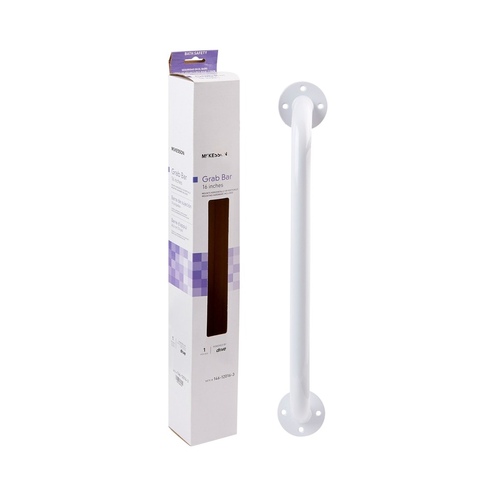 McKesson White Steel Wall Mounted Wall Grab Bar 16″ L 146-12016-3