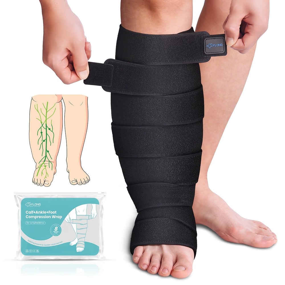 ® Swelling Edema Calf & Foot Compression Wrap Adjustable Sleeve For Lower Leg…