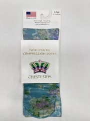 Celeste Stein Therapeutic Compressions Knee Length Women’s Socks -Blue Floral~