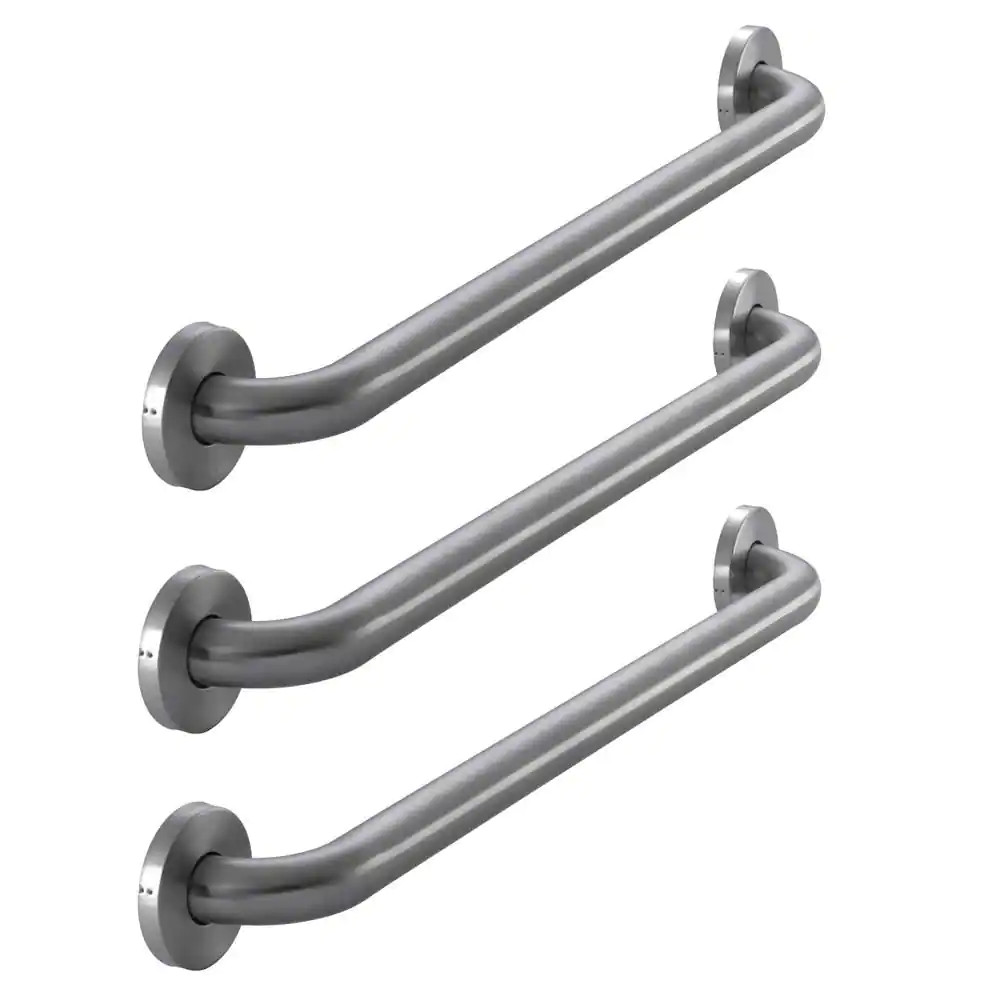 24 In. Grab Bar Combo in Brushed Stainless Steel (3-Pack)