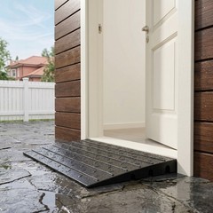 No-Install Rubber Threshold Ramp for Doorways & Garage Entrances Indoor Outdoor